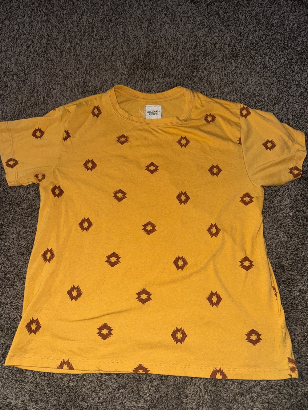 Casual Yellow Geo-Print Short Sleeve Tee